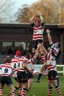 Former Tynedlae player Richard Boyle wins the line-out for Rosslyn Park at Tynedale Park, Corbridge, Northumberland. Photo: David T. Hewitson/Sports for All Pics